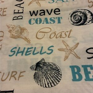 Coastal Seashell Shower Curtain in Blue and Tan